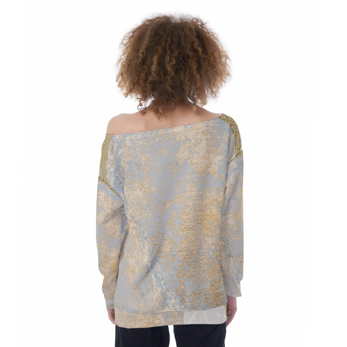 All-Over Print Oversized Women's Off-Shoulder Sweatshirt