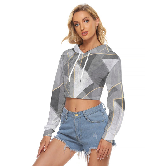 All-Over Print Women's Crop Top Hoodie|Velvet