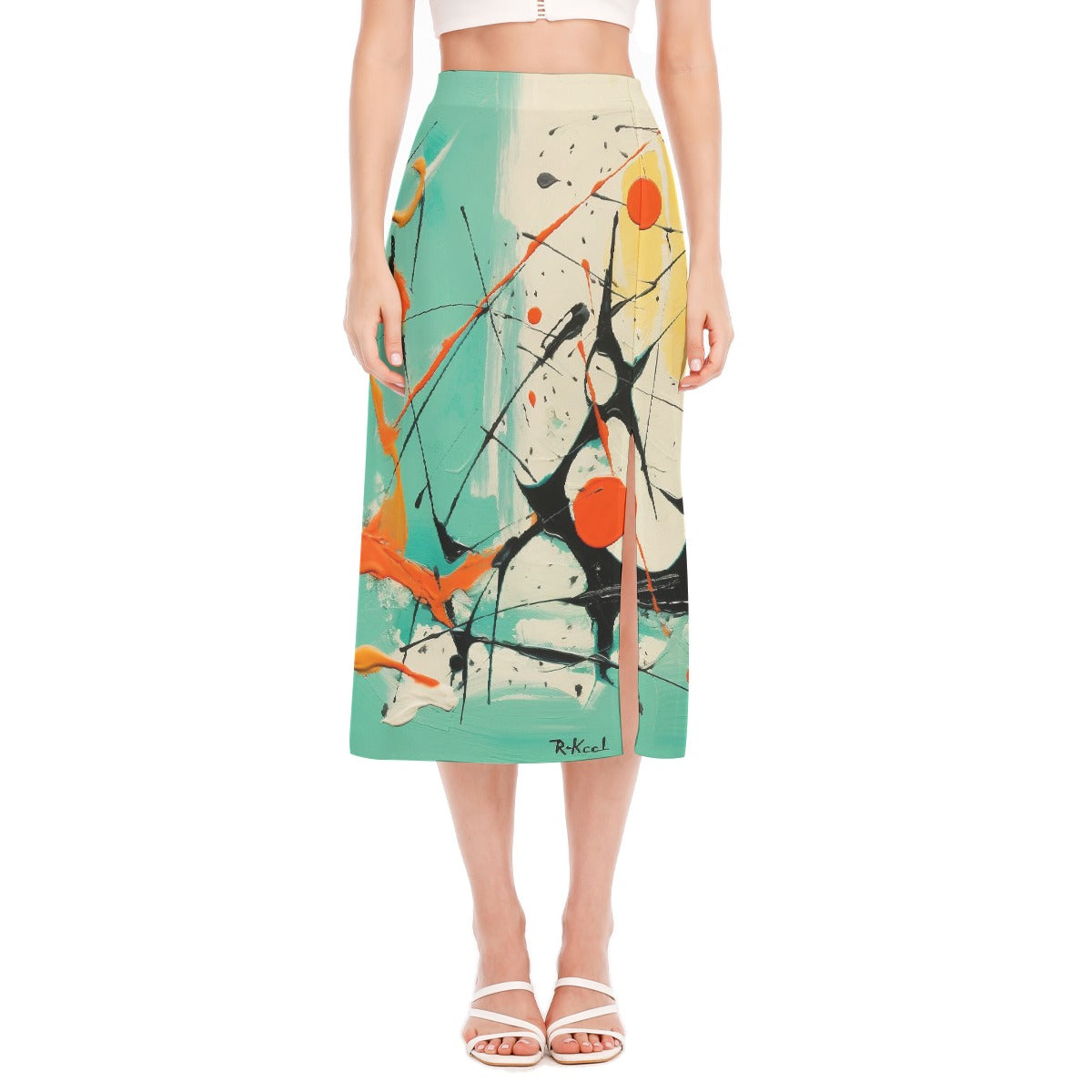All-Over Print Women's High Slit Long Skirt