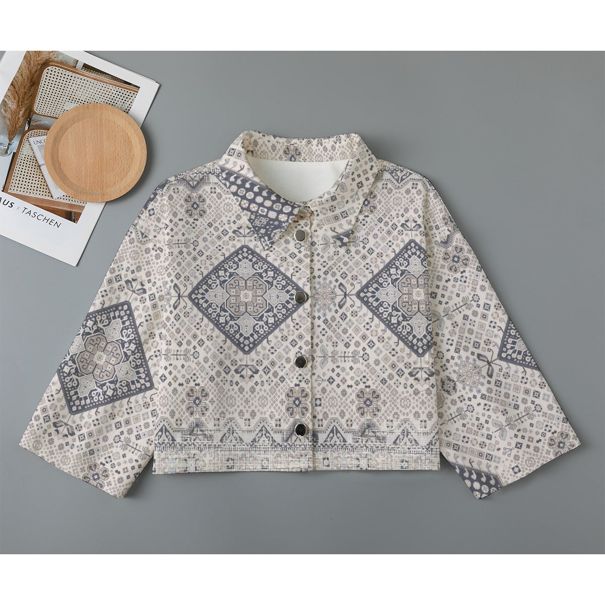 All-Over Print Women's Cropped Jacket | 245GSM Cotton
