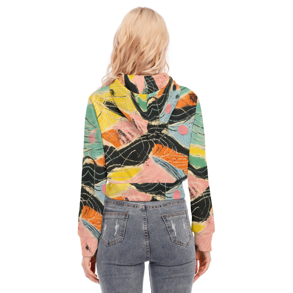 All-Over Print Women's Crop Top Hoodie With Zipper Closure