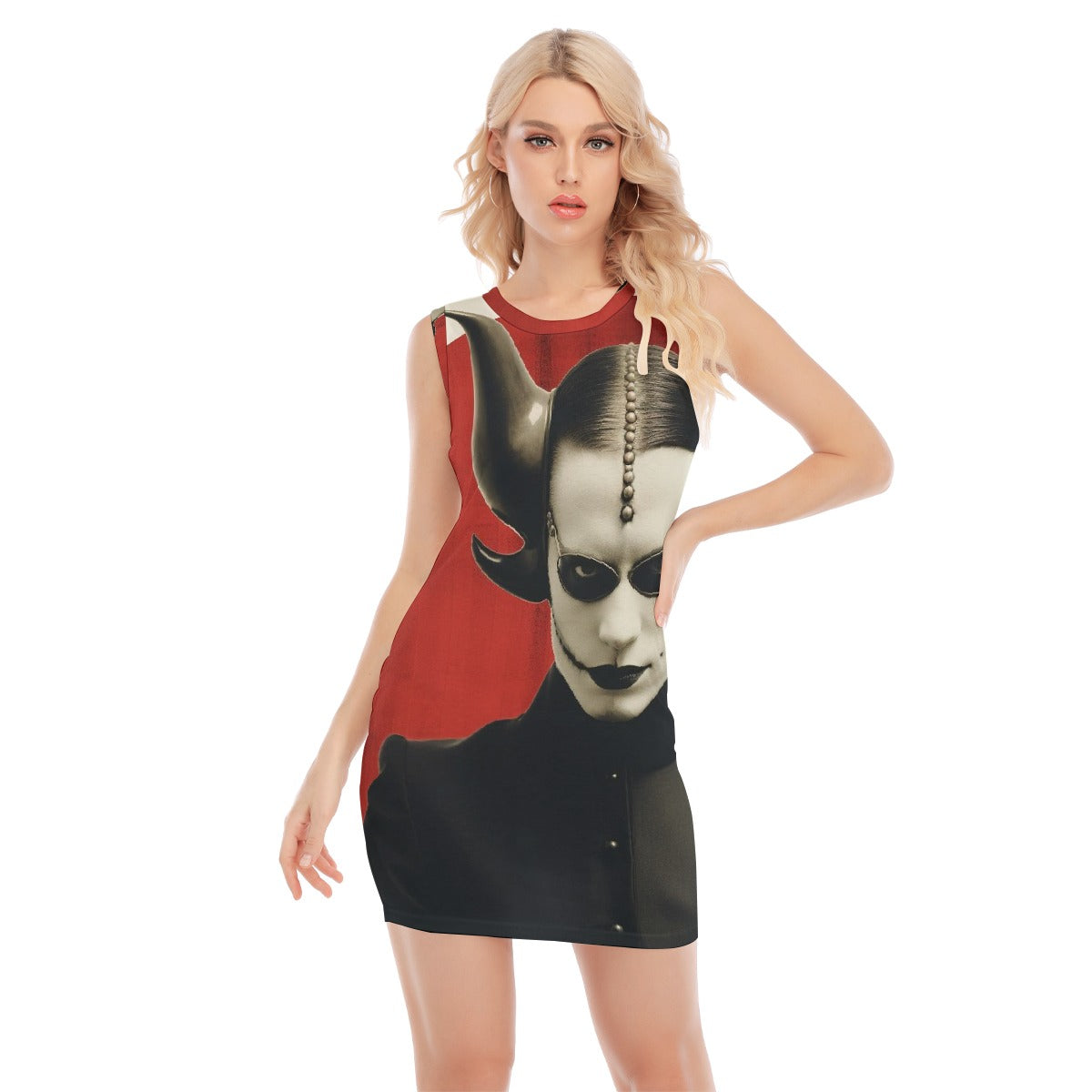 All-Over Print Women's O-neck Sleeveless Hip Skirt