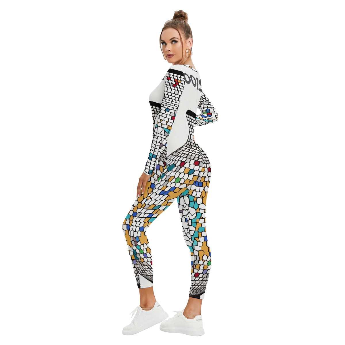 All-Over Print Women's Plunging Neck Jumpsuit
