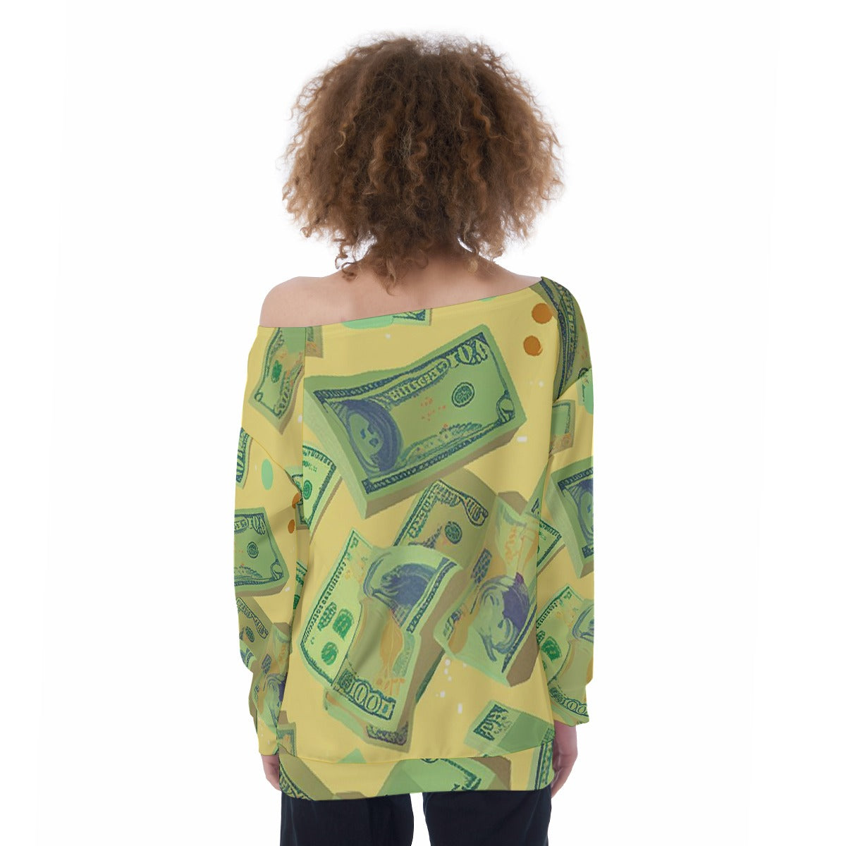 All-Over Print Oversized Women's Off-Shoulder Sweatshirt