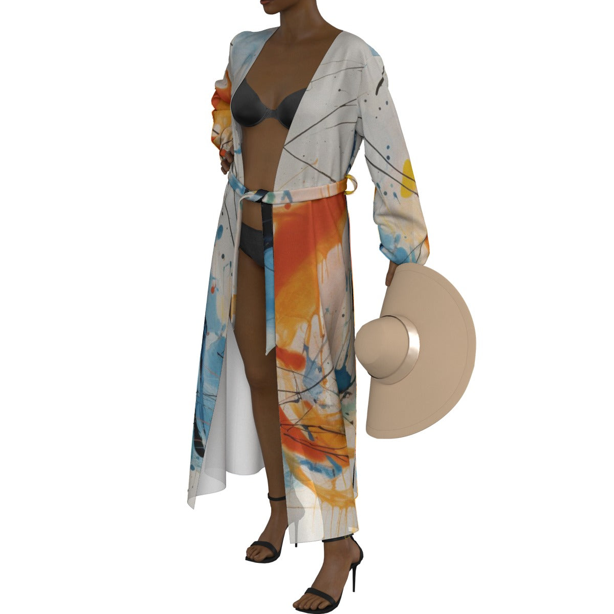 All-Over Print Women's Lace-up Chiffon Robe