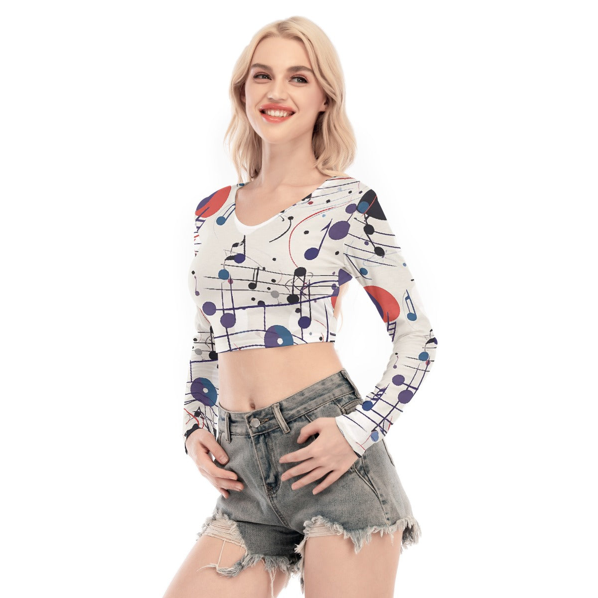 All-Over Print Women's Back Hollow T-shirt With Strap