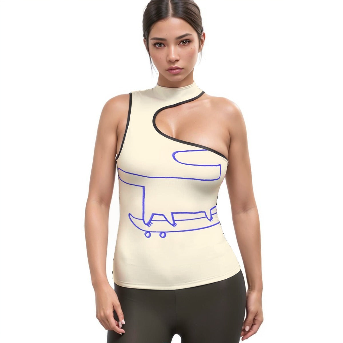 All-Over Print Women's Halter Sleeveless Asymmetrical Tank Top