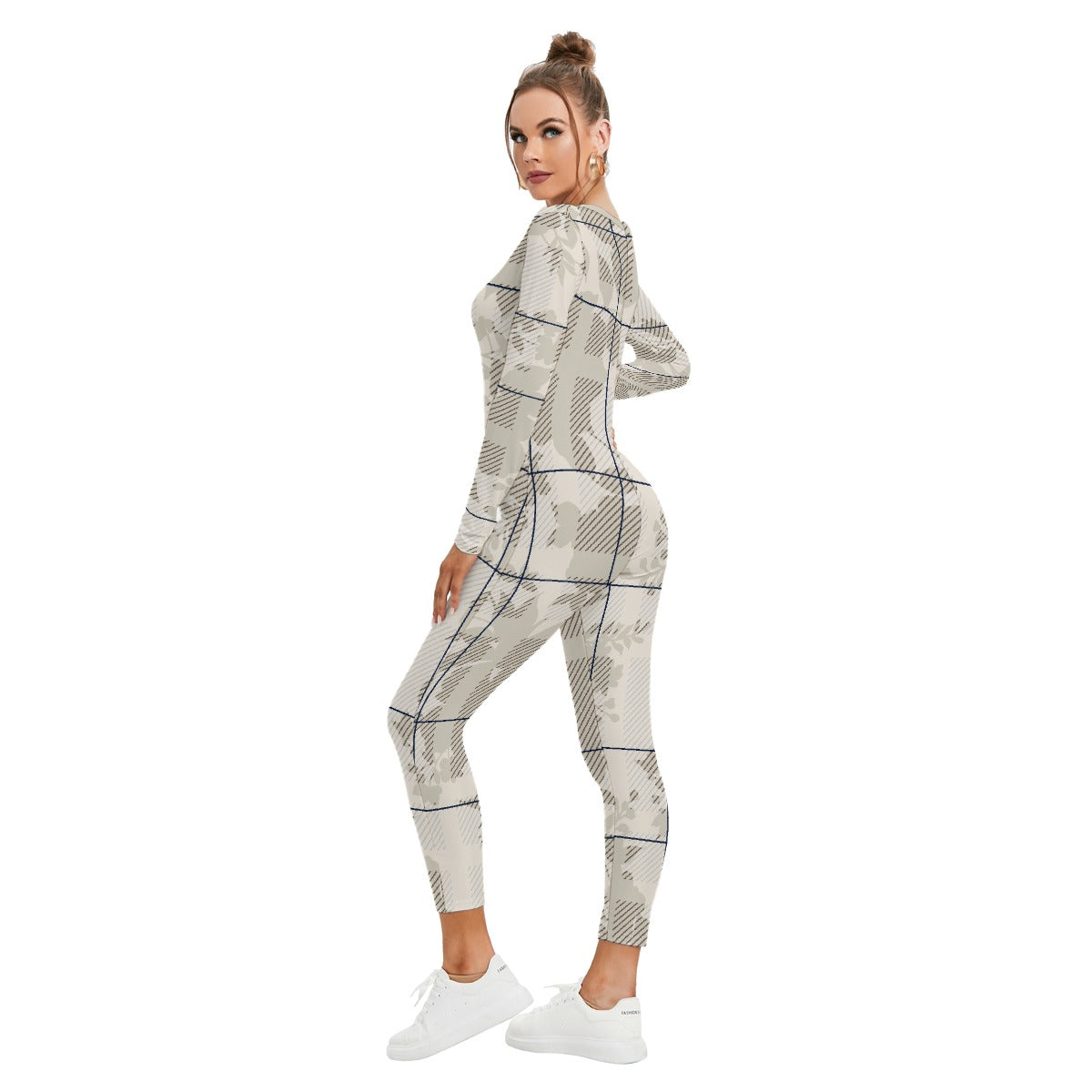 All-Over Print Women's Plunging Neck Jumpsuit
