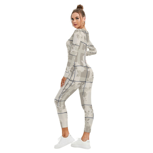 All-Over Print Women's Plunging Neck Jumpsuit