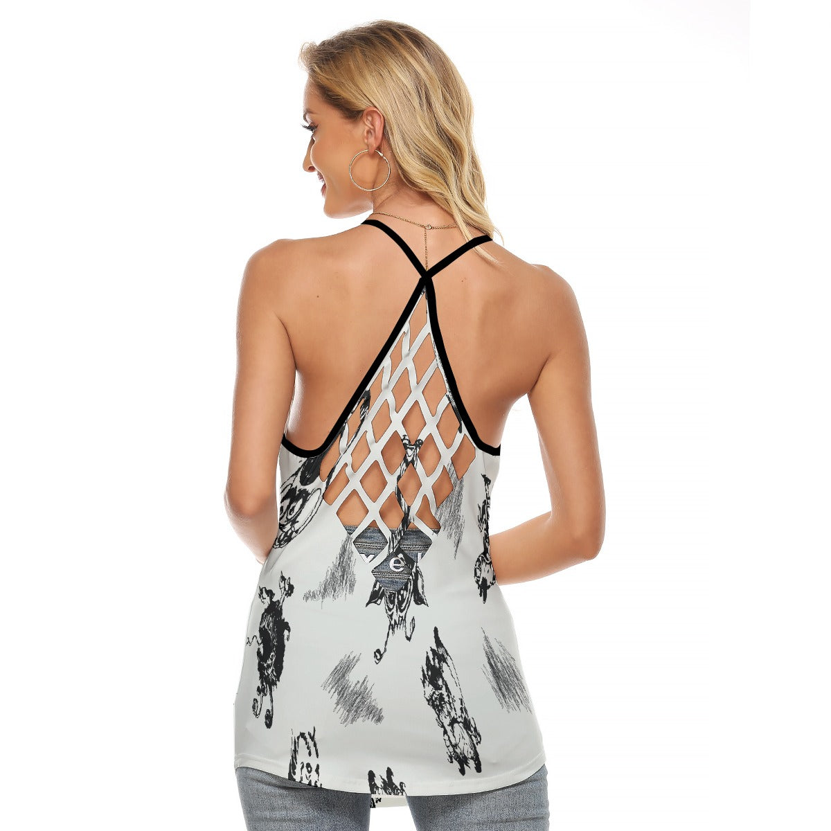 All-Over Print Women's Criss-Cross Open Back Tank Top
