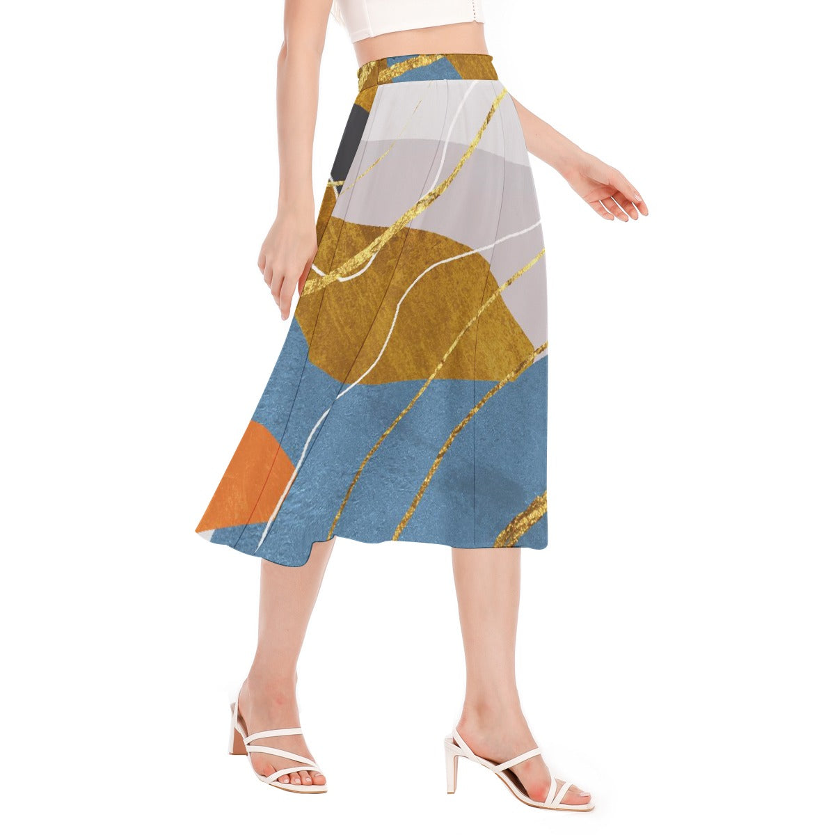 All-Over Print Women's Long Section Chiffon Skirt