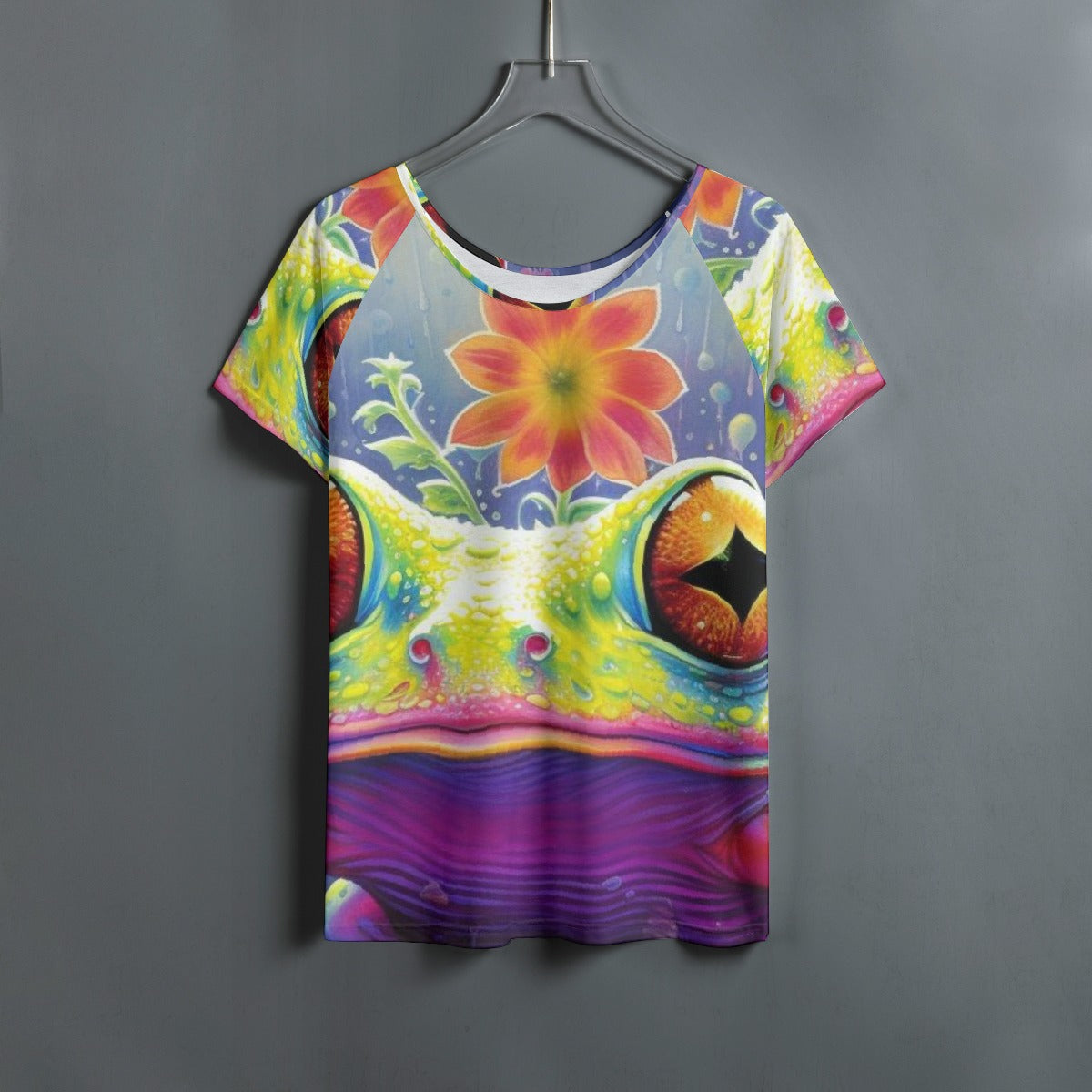 All-Over Print Women's Round Neck T-shirt With Raglan Sleeve