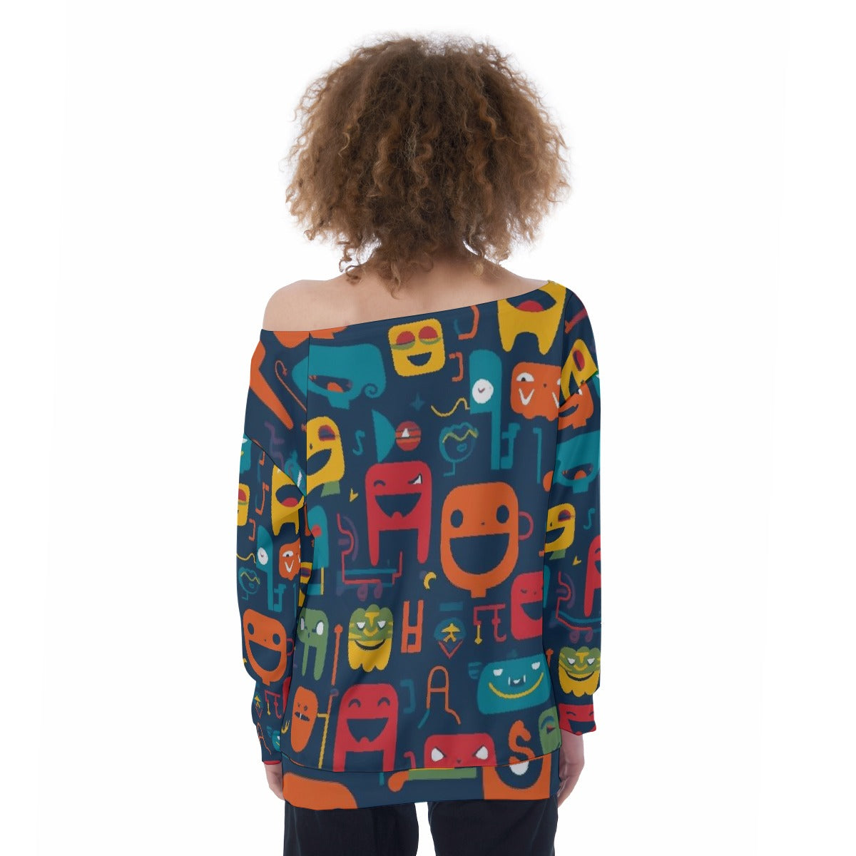All-Over Print Oversized Women's Off-Shoulder Sweatshirt