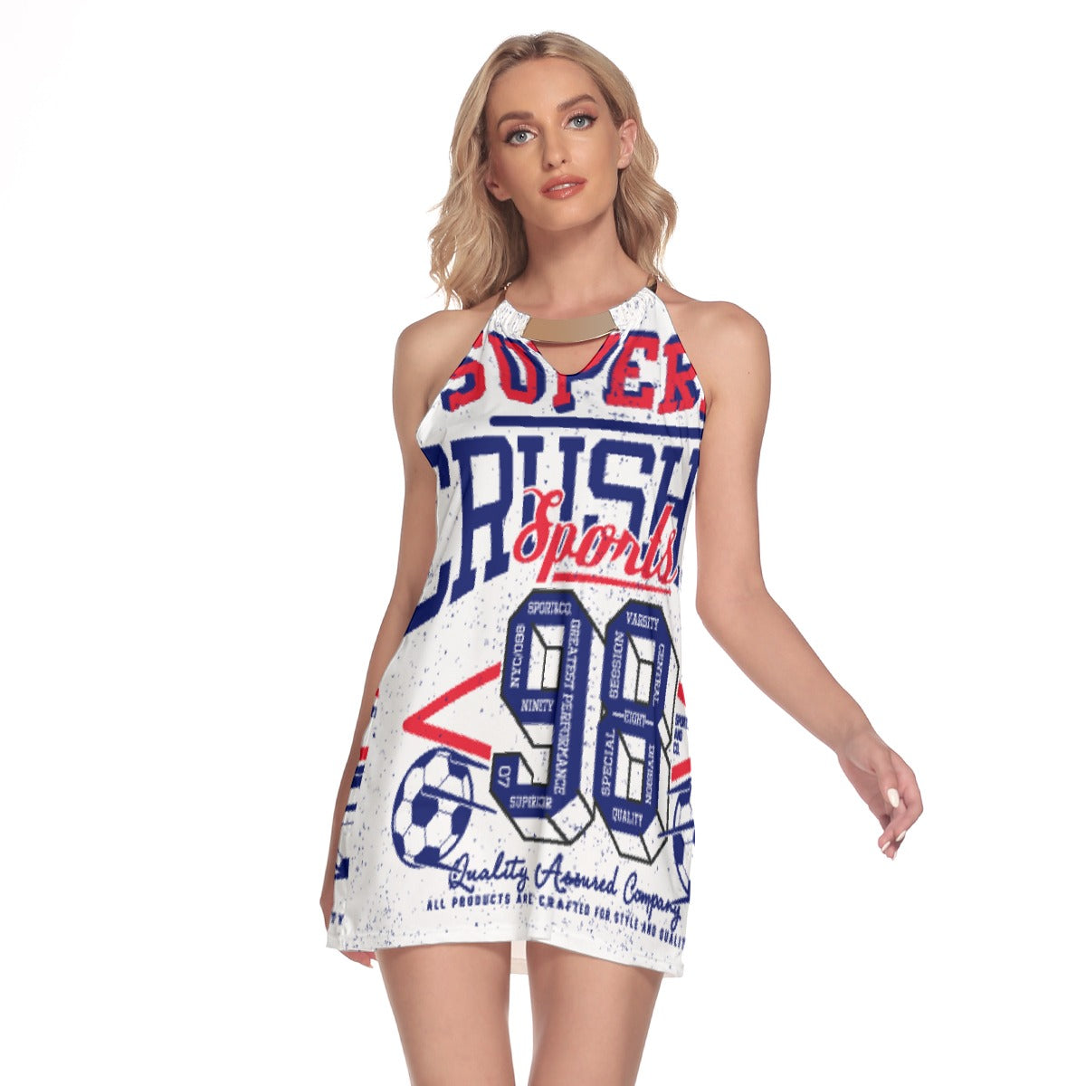 All-Over Print Women's Round Neck Above Knee Dress