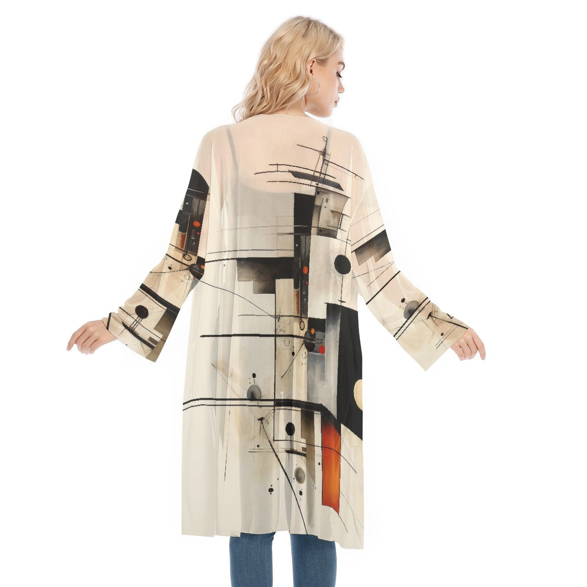 All- Over Print Women's Long Sleeve Mesh Cardigan