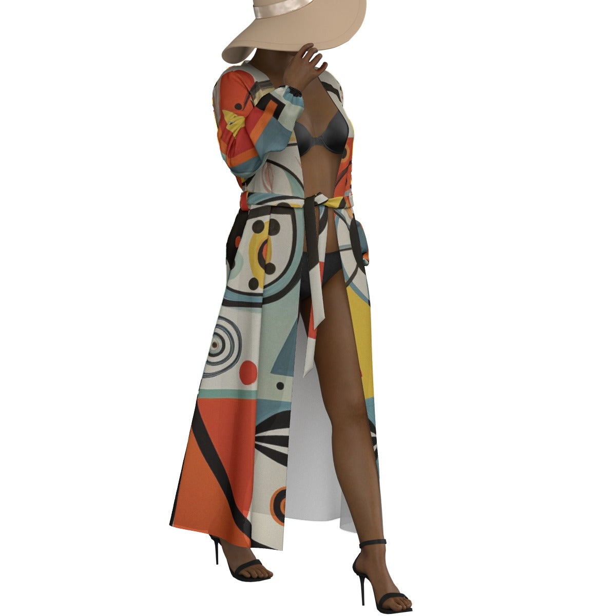 All-Over Print Women's Lace-up Chiffon Robe