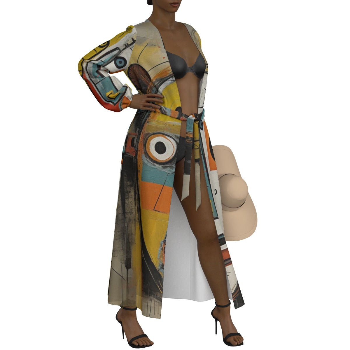 All-Over Print Women's Lace-up Chiffon Robe