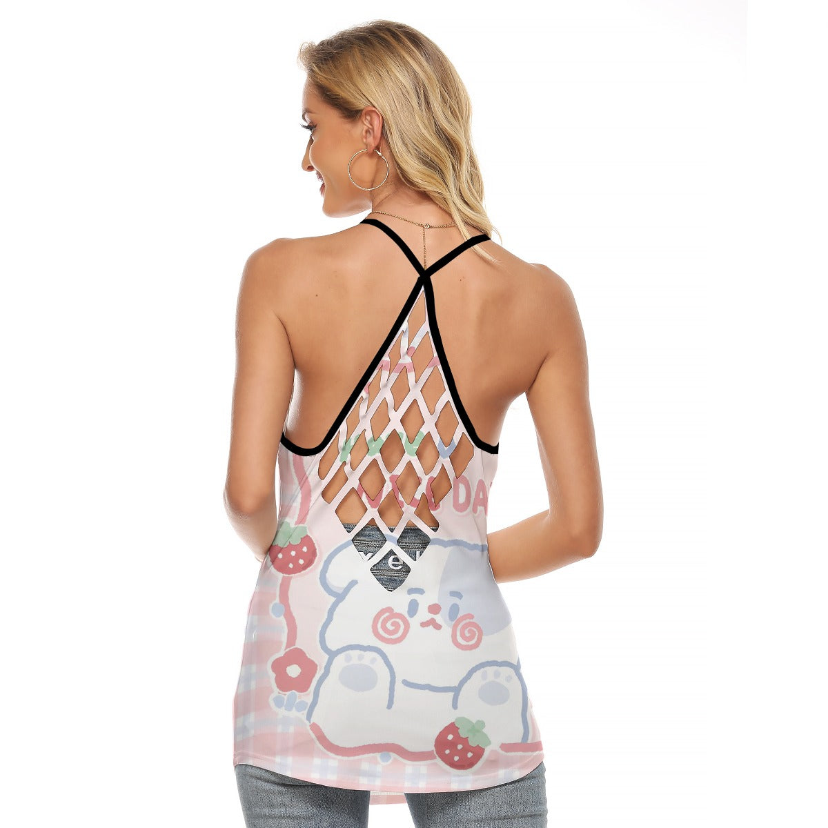 All-Over Print Women's Criss-Cross Open Back Tank Top