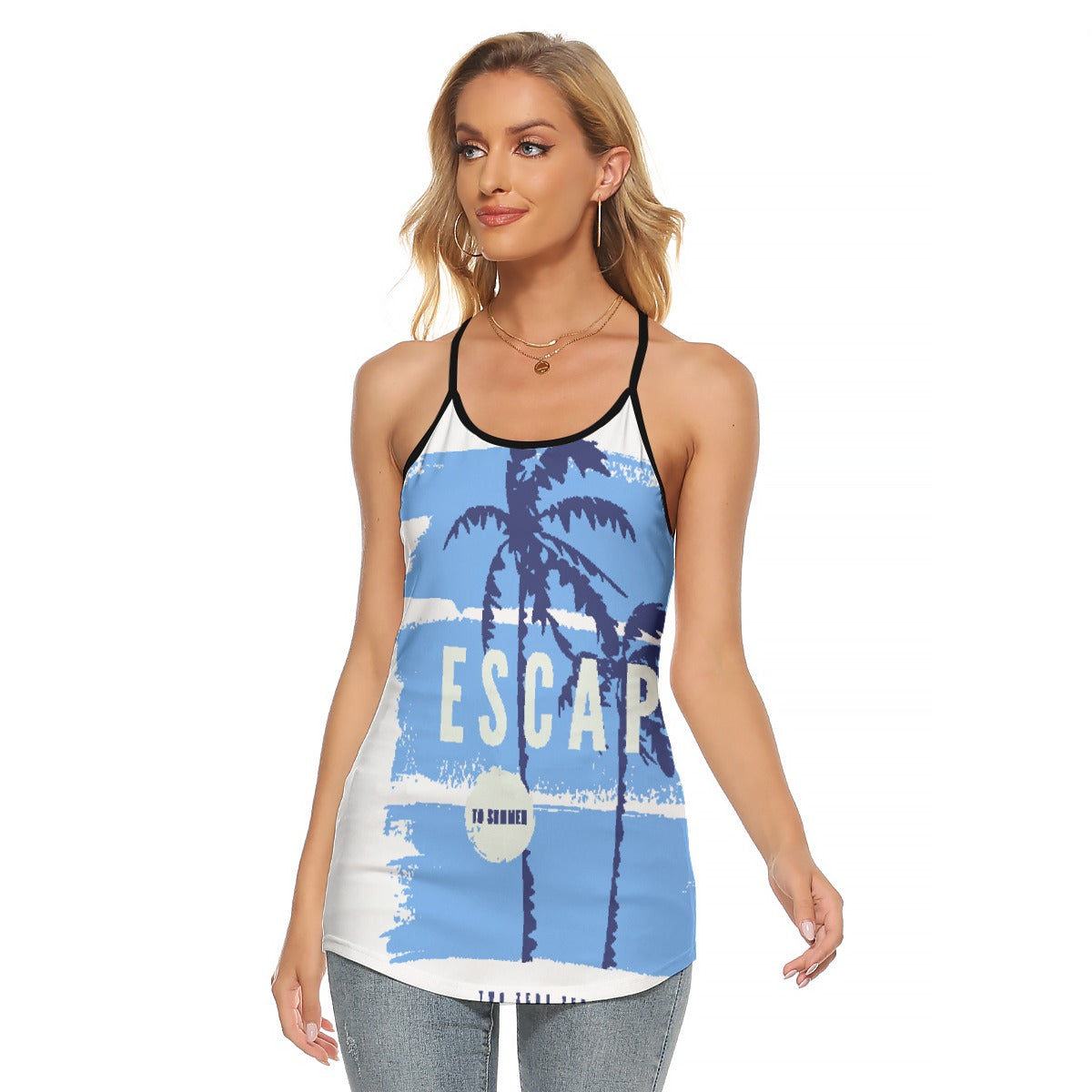 All-Over Print Women's Criss-Cross Open Back Tank Top