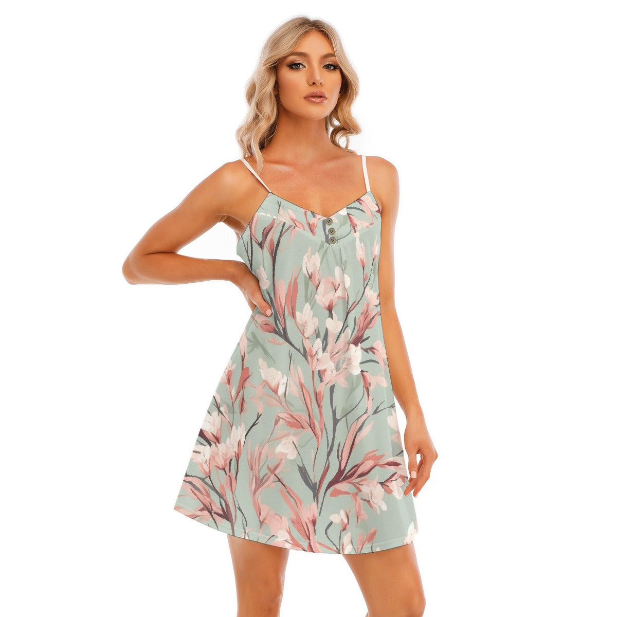 All-Over Print Women's V-neck Cami Dress