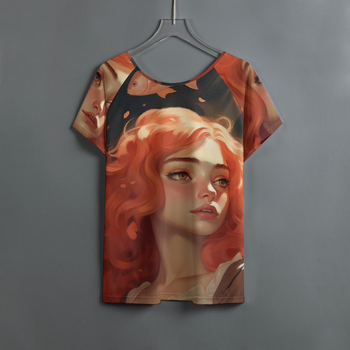 All-Over Print Women's Round Neck T-shirt With Raglan Sleeve