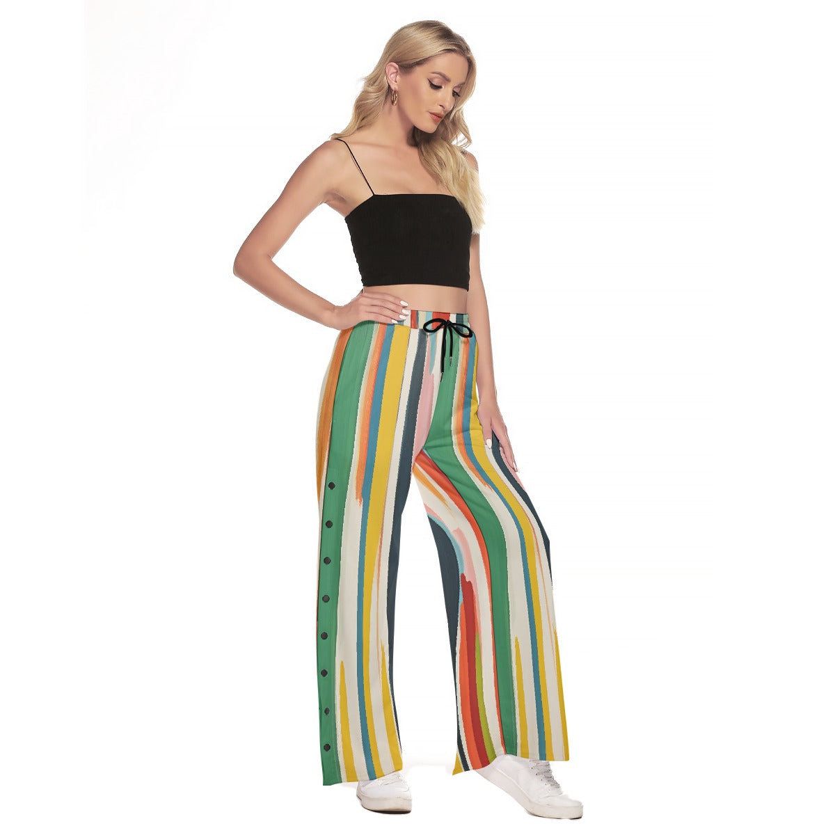 All-Over Print Women's Side Slit Snap Button Trousers