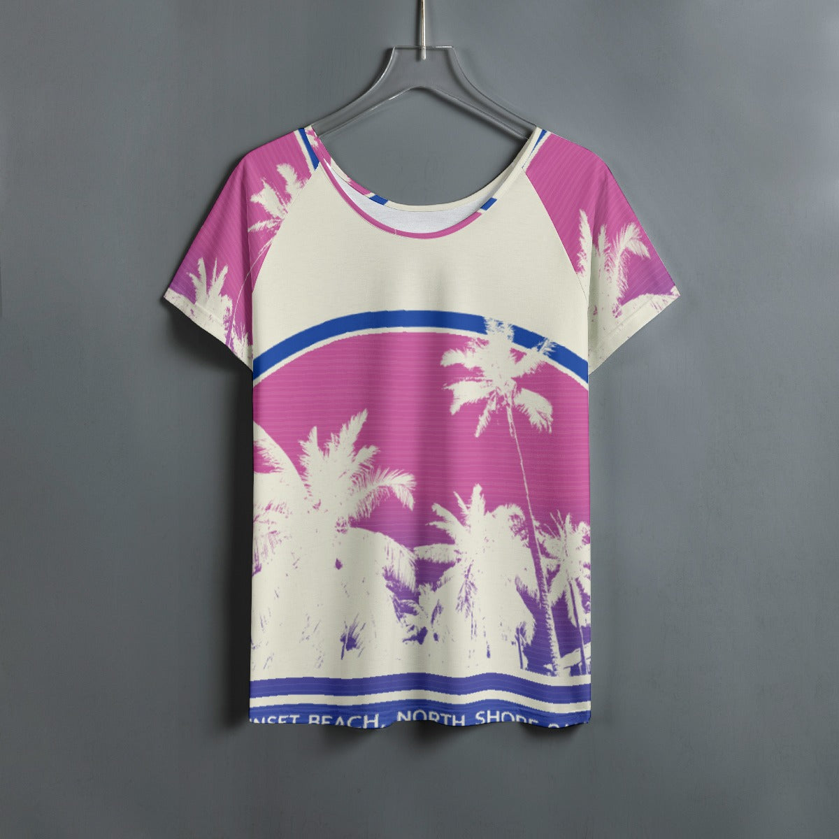 All-Over Print Women's Round Neck T-shirt With Raglan Sleeve