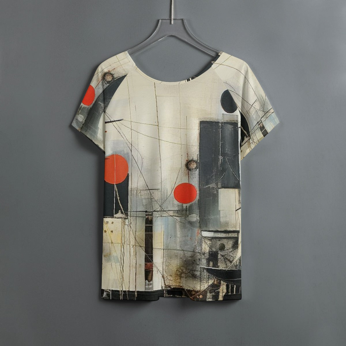 All-Over Print Women's Round Neck T-shirt With Raglan Sleeve