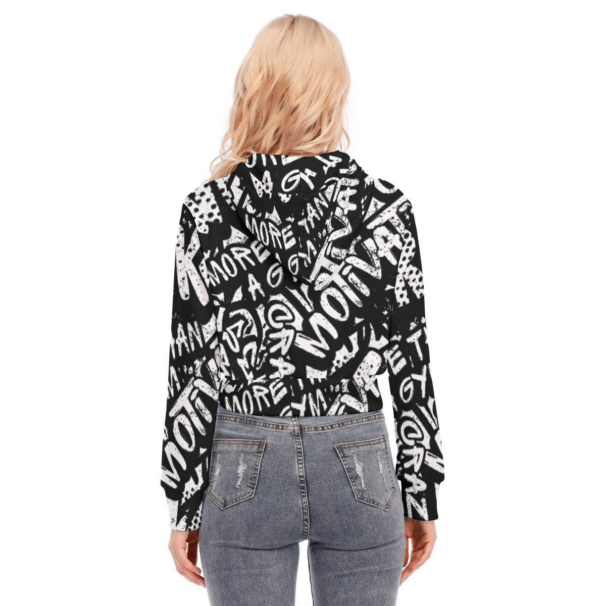 All-Over Print Women's Crop Top Hoodie With Zipper Closure
