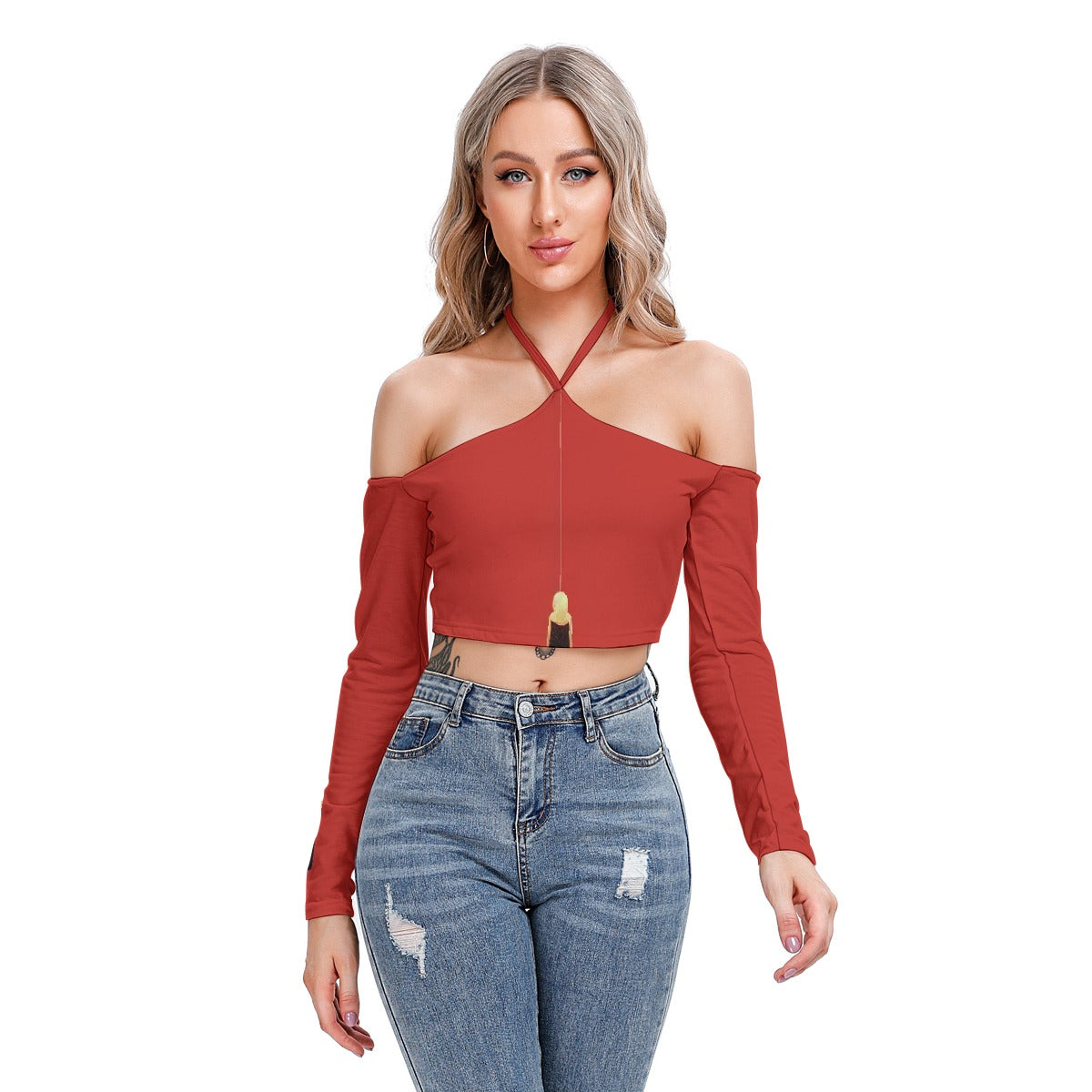 All-Over Print Women's Halter Lace-up Top