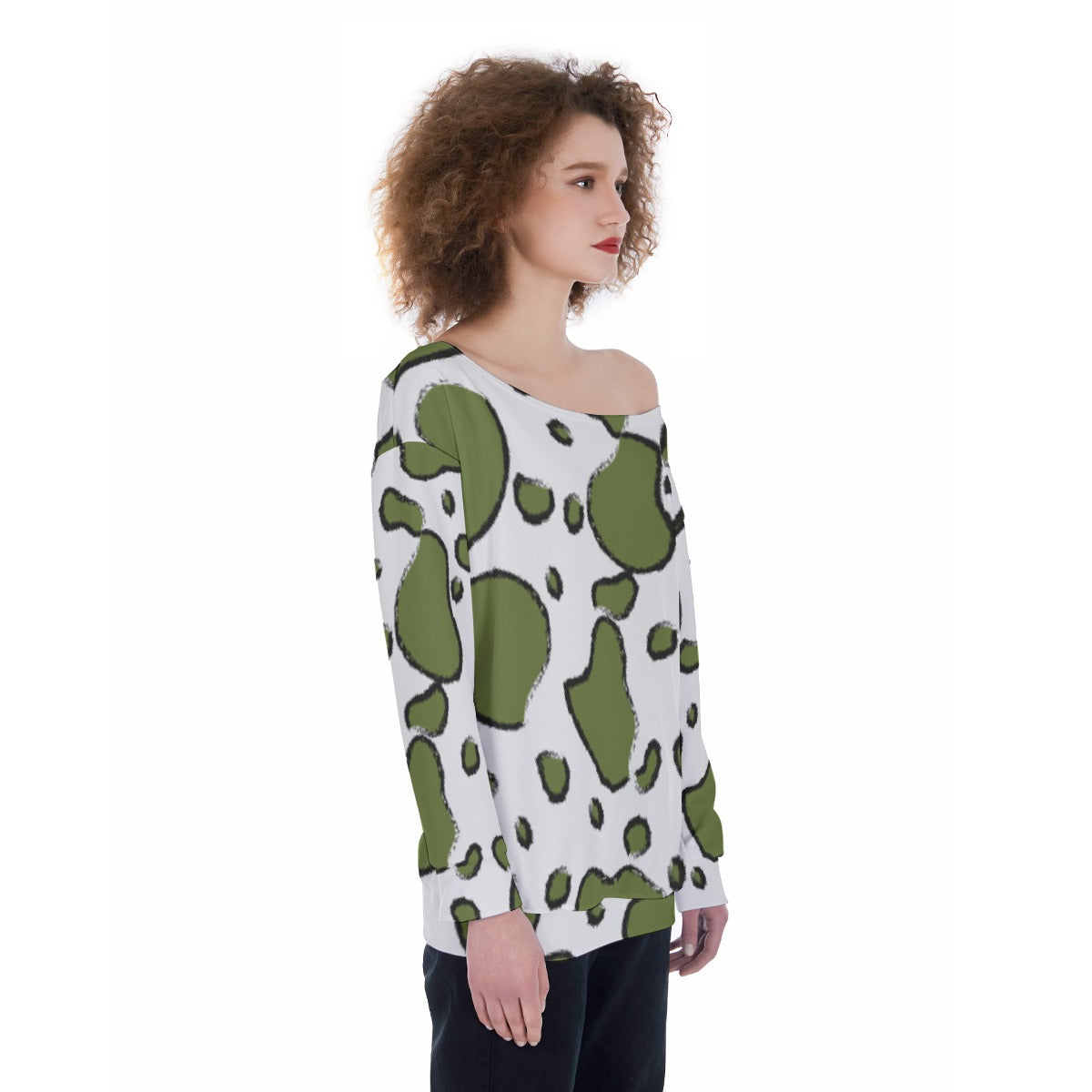 All-Over Print Oversized Women's Off-Shoulder Sweatshirt