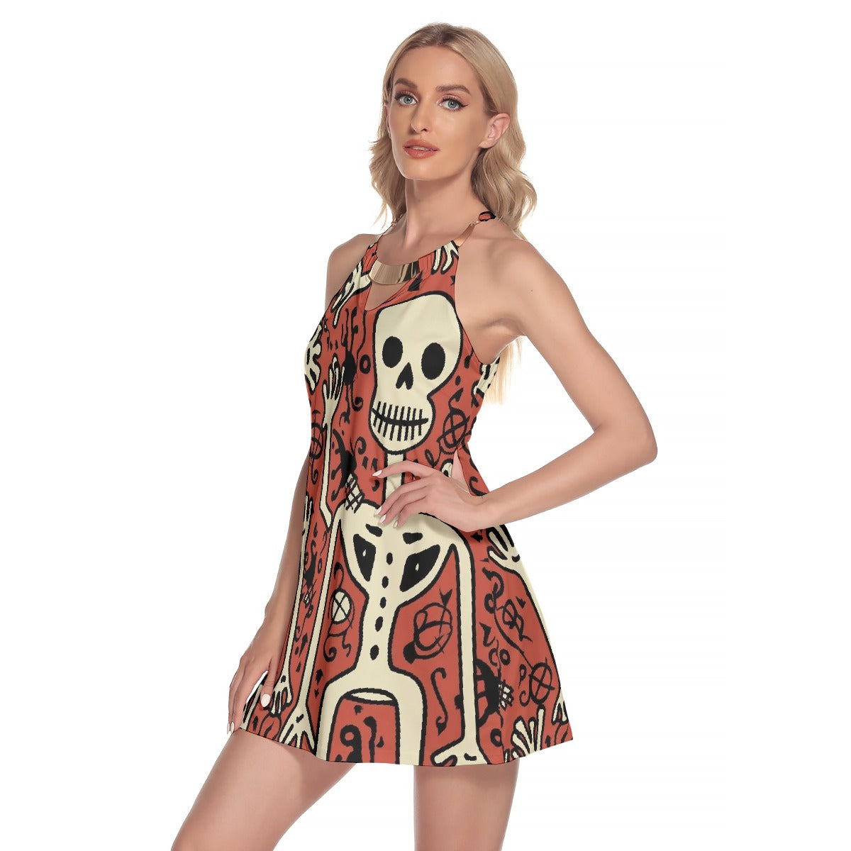 All-Over Print Women's Round Neck Above Knee Dress