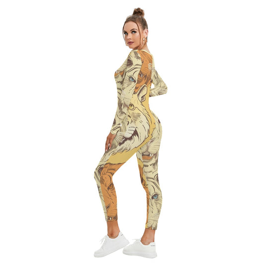 All-Over Print Women's Plunging Neck Jumpsuit
