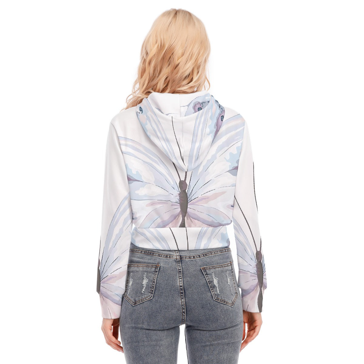 All-Over Print Women's Crop Top Hoodie With Zipper Closure