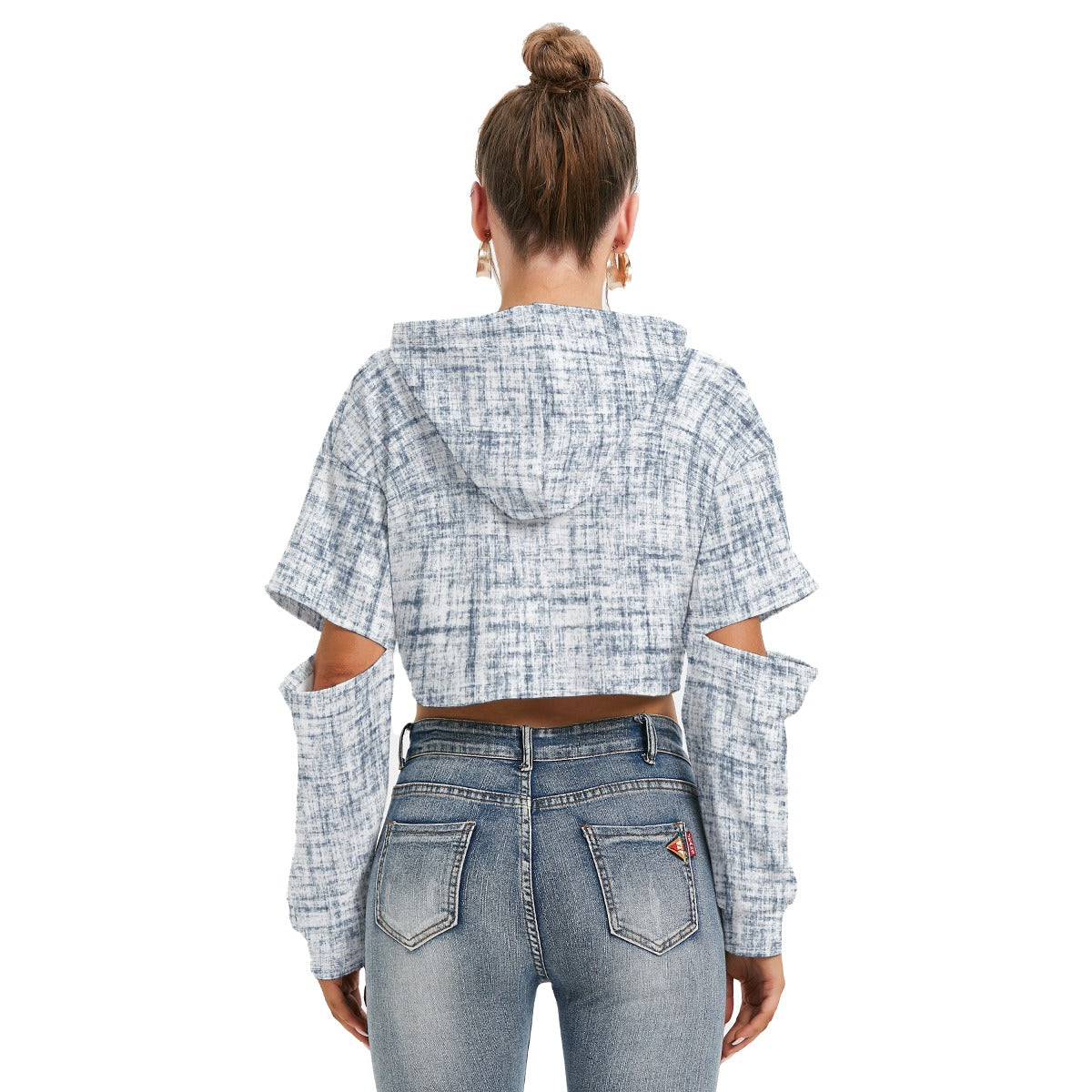 All-Over Print Women's Heavy Fleece Hoodie With Hollow Out Sleeve