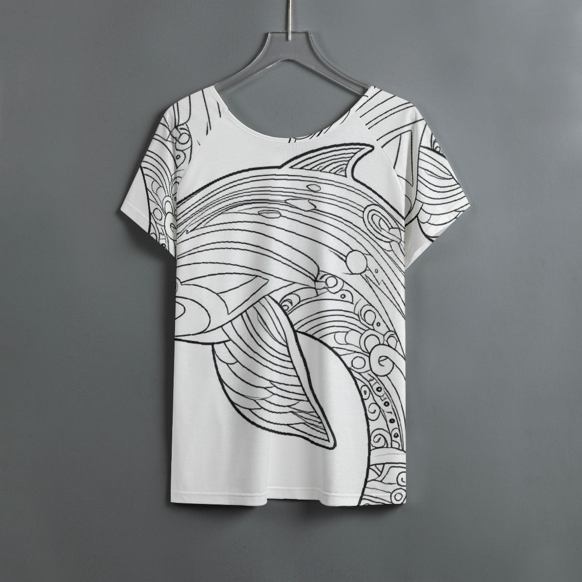 All-Over Print Women's Round Neck T-shirt With Raglan Sleeve