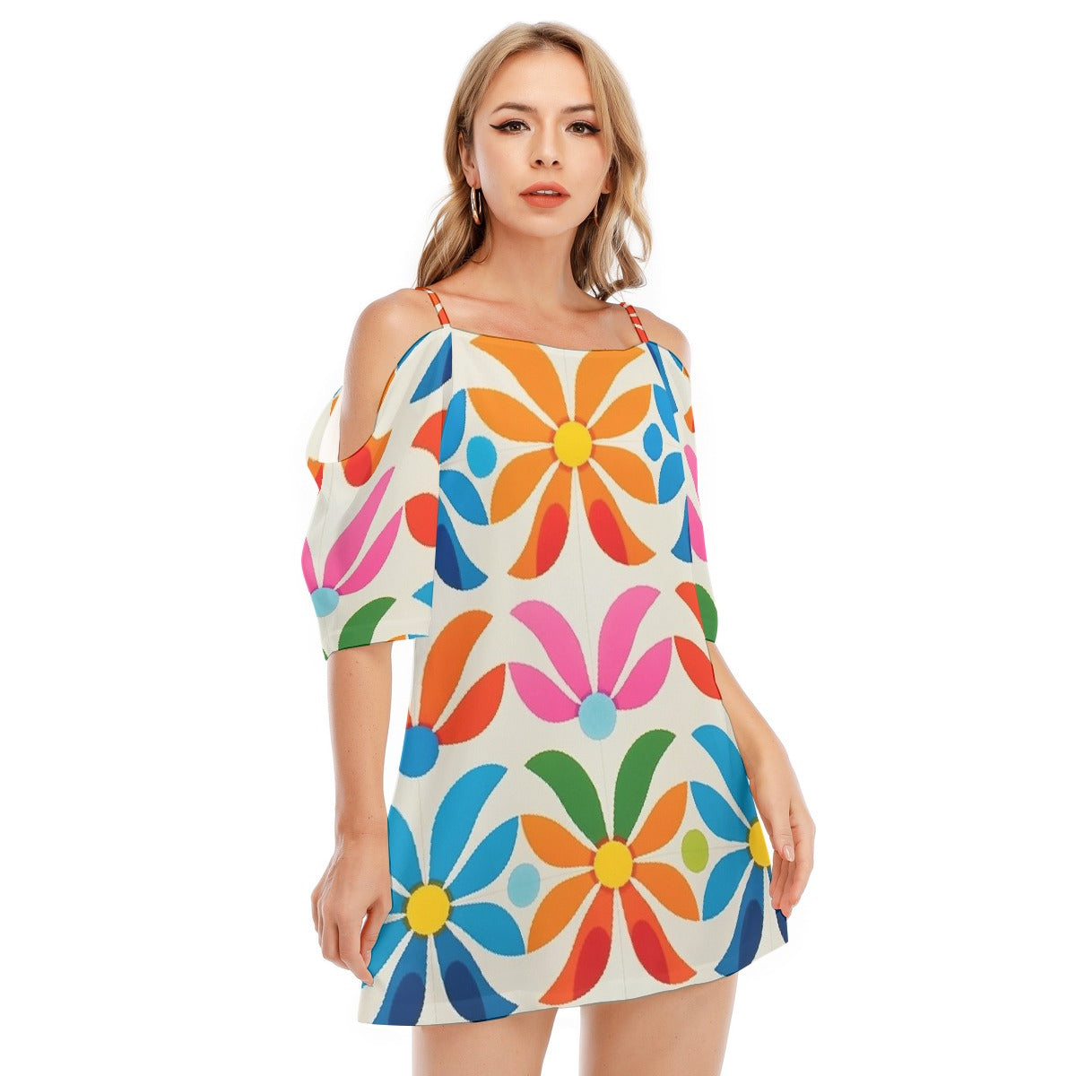 All-Over Print Women's Off-shoulder Cami Dress