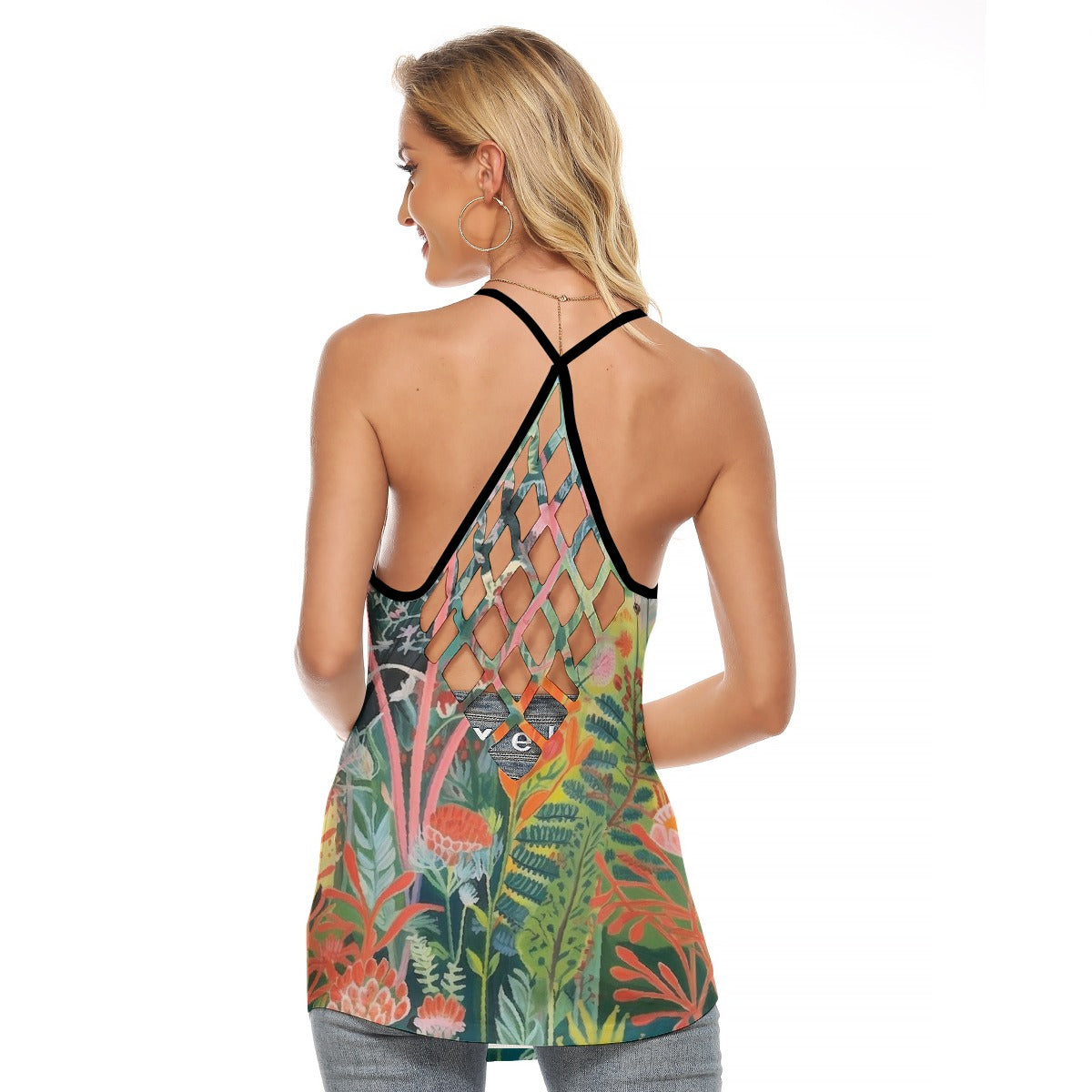 All-Over Print Women's Criss-Cross Open Back Tank Top