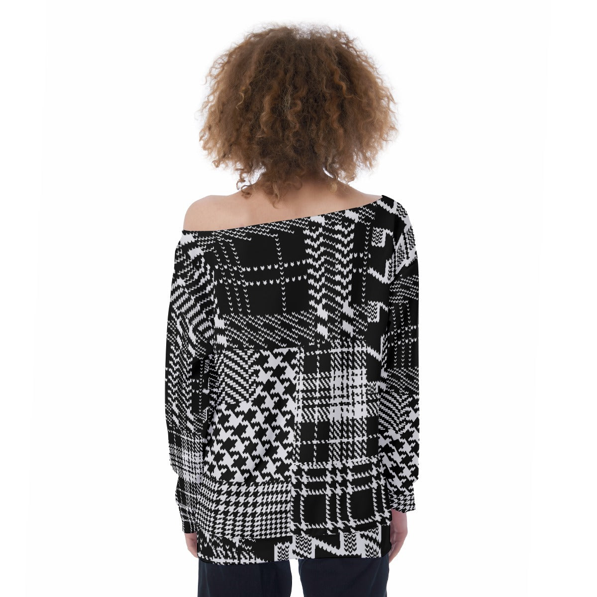 All-Over Print Oversized Women's Off-Shoulder Sweatshirt