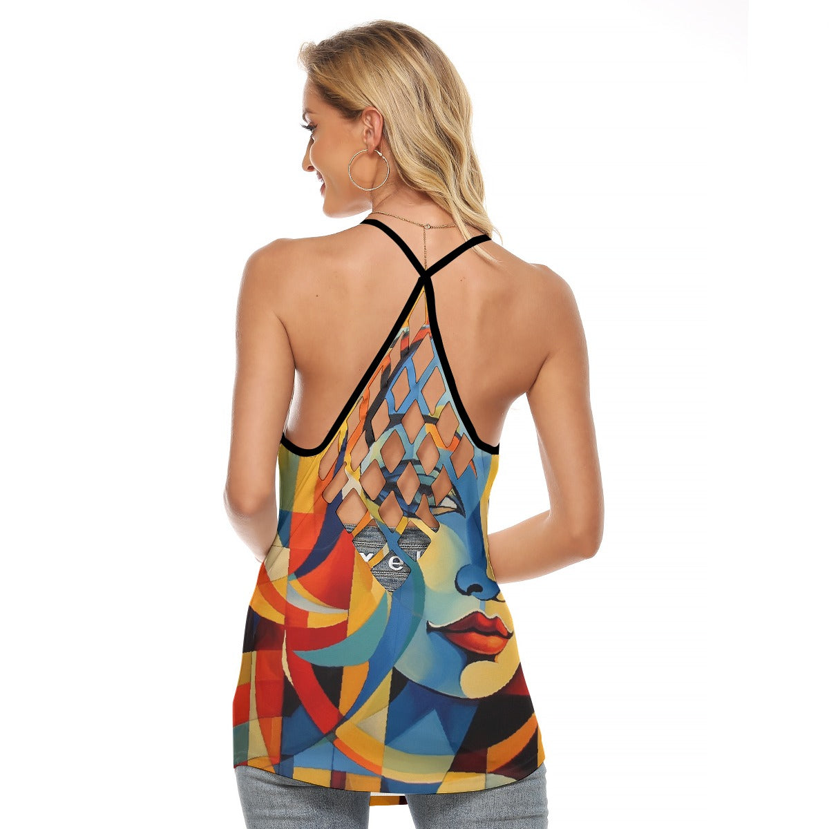 All-Over Print Women's Criss-Cross Open Back Tank Top