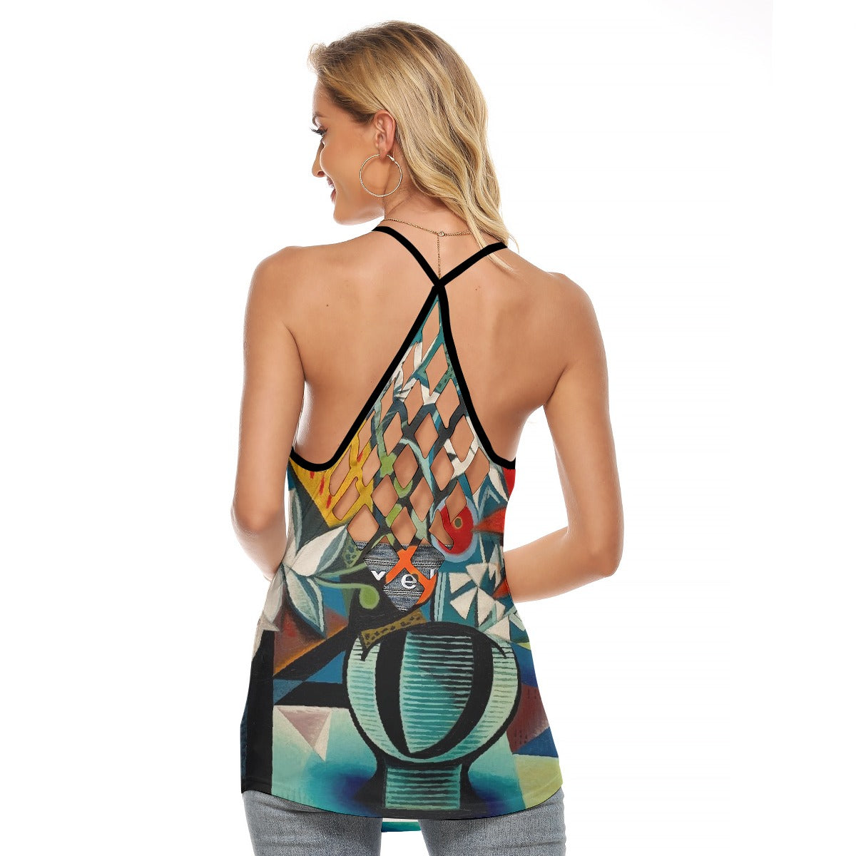 All-Over Print Women's Criss-Cross Open Back Tank Top