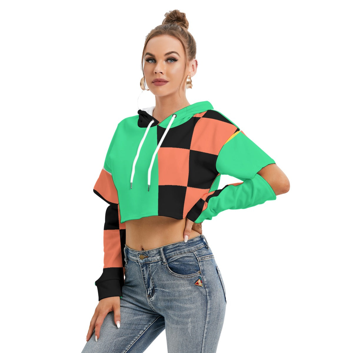 All-Over Print Women's Heavy Fleece Hoodie With Hollow Out Sleeve