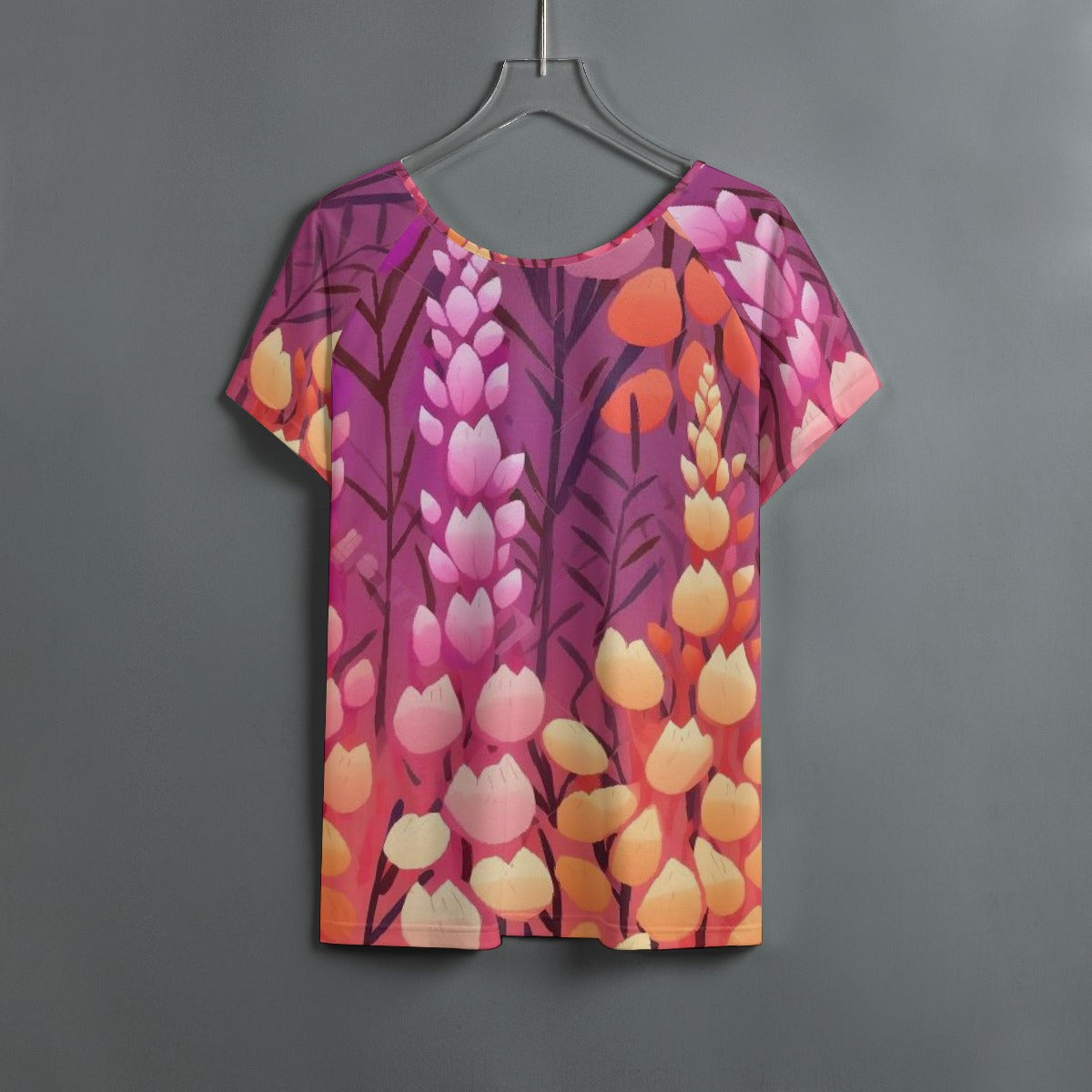 All-Over Print Women's Round Neck T-shirt With Raglan Sleeve