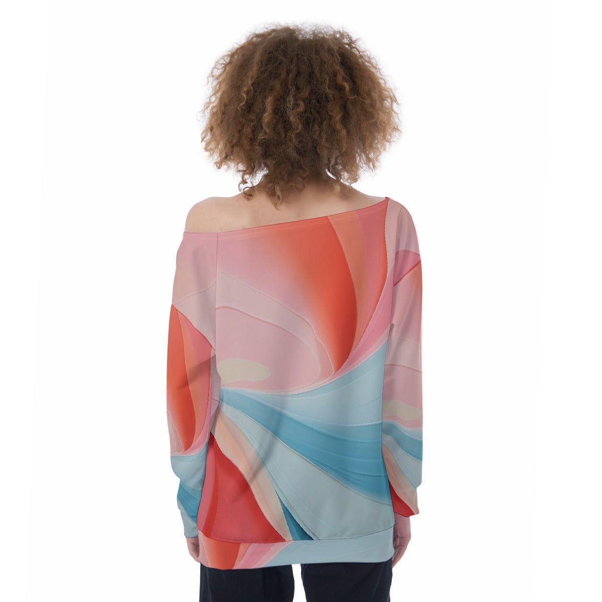 All-Over Print Oversized Women's Off-Shoulder Sweatshirt