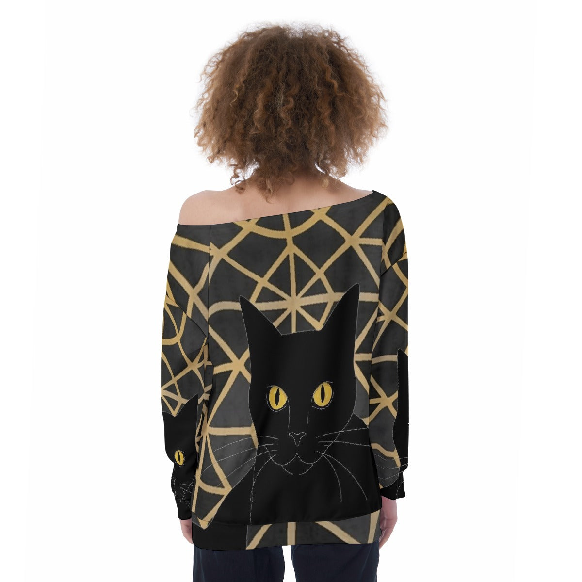 All-Over Print Oversized Women's Off-Shoulder Sweatshirt