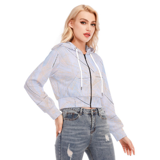 All-Over Print Women's Crop Top Hoodie With Zipper Closure