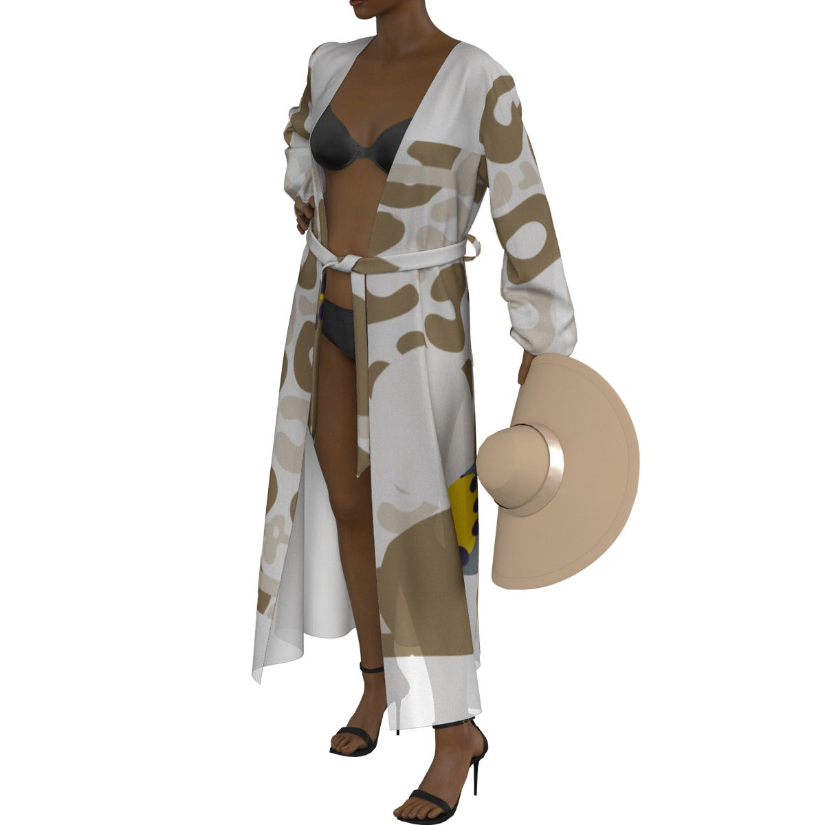 All-Over Print Women's Lace-up Chiffon Robe