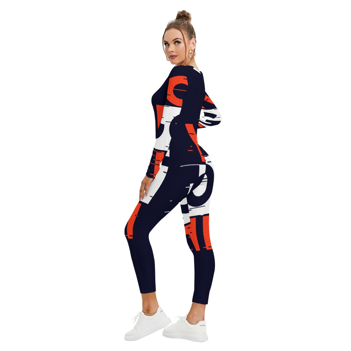 All-Over Print Women's Plunging Neck Jumpsuit