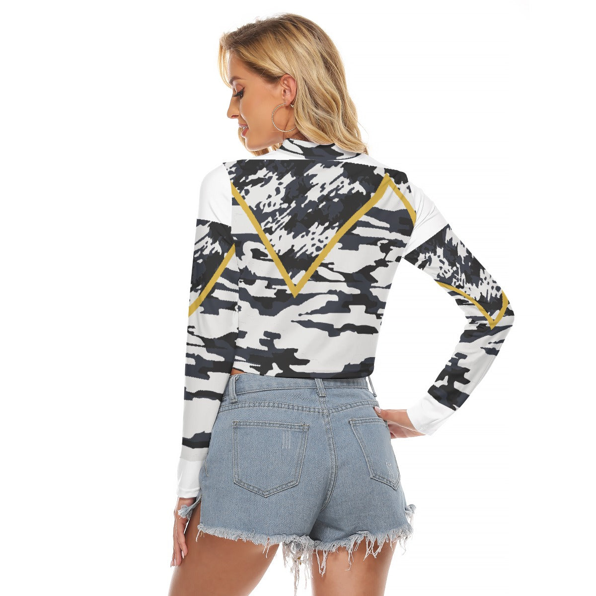 All-Over Print Women's Hollow Chest Keyhole Tight Crop Top