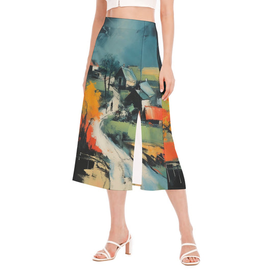 All-Over Print Women's High Slit Long Skirt